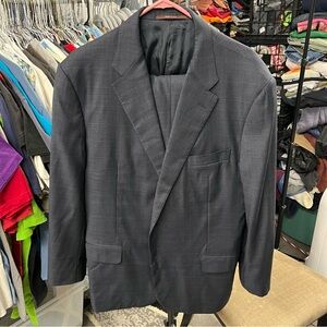 Hickey Freeman Loro Piana Tasmanian 2-Piece Suit 46 R Super 130s Plaid Wool Blue